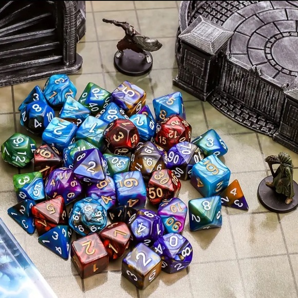 Game Dice in Two Tone Bright Blue & Orange - Picture 5 of 5